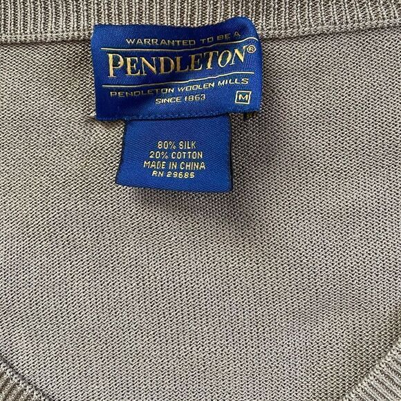 PENDLETON V-neck sweater Tan Men's Medium Silk / Cotton Blend - Picture 6 of 6